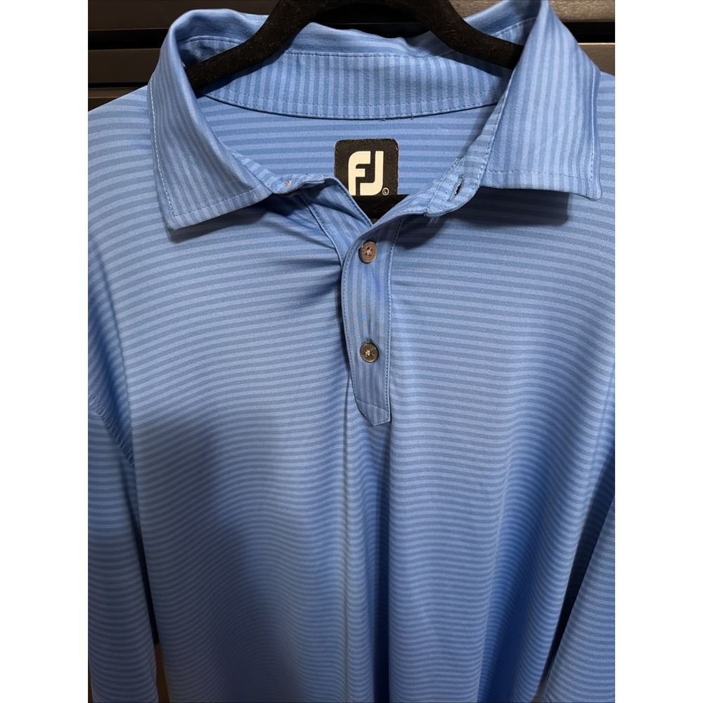 Foot Joy‎ FJ Polo SS Shirt Mens L Two Tone Blue Striped TPG Sugarloaf
